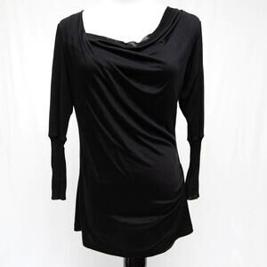 Theory Black 3/4 Sleeve Silk Cowl Neck Top Size Medium